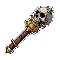 Gnarled Witch Staff With Skull Gold Trimmed Royal — free pixel art sprite from the Rpg Loot Staves collection, transparent PNG