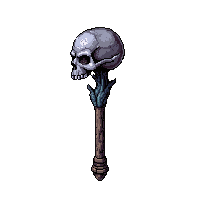 gnarled witch staff with skull  rare blue tier