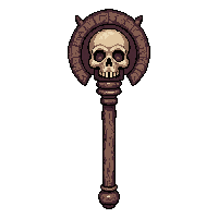 gnarled witch staff with skull  vintage antique
