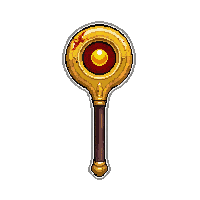 golden priest staff with sun  blood stained battle worn