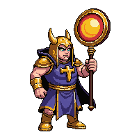 golden priest staff with sun  demonic infernal