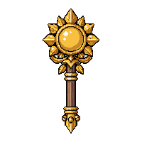golden priest staff with sun  legendary ornate