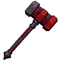 Metal Warhammer Staff Blood Stained Battle Worn — free pixel art sprite from the Rpg Loot Staves collection, transparent PNG