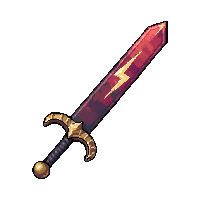 Saber Cavalry Curved Lightning Charged Crackling — free pixel art sprite from the Rpg Loot Swords collection, transparent PNG