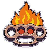 brass knuckles spiked  flame decal orange
