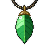 emerald leaf charm  on beaded string