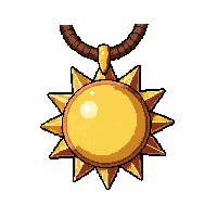 Golden Sun Medallion On Leather Cord — free pixel art sprite from the Runner Amulets collection, transparent PNG