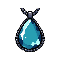 Sapphire Tear Drop On Beaded String — free pixel art sprite from the Runner Amulets collection, transparent PNG
