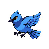 Blue Jay Bird  Jumping Action — free pixel art sprite from Runner Animals