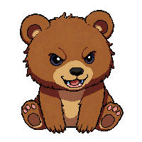 brown bear cub  fierce wild pose
