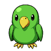 green parrot  cute chibi style
