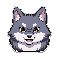Grey Wolf Cute Chibi Style — free pixel art sprite from the Runner Animals collection, transparent PNG