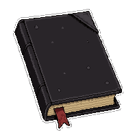 dark necromancy book  bookmarked ribbon
