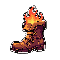 fire flame boots  battle damaged