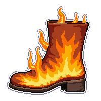fire flame boots  muddy dirty