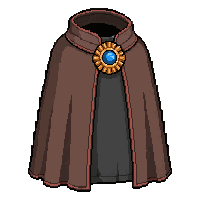 brown travel cloak jeweled clasp fastened