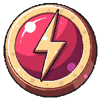 Ruby Encrusted Lightning Bolt — free pixel art sprite from the Runner Coins collection, transparent PNG