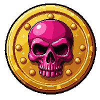 Ruby Encrusted Skull — free pixel art sprite from the Runner Coins collection, transparent PNG