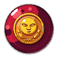 Ruby Encrusted Sun Face — free pixel art sprite from the Runner Coins collection, transparent PNG