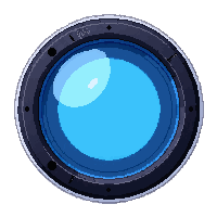cybernetic eye lens neon blue glowing