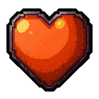 Heart Battery Core  Orange Hazard Rated — free pixel art sprite from the Runner Cyberpunk Implants collection, transparent PNG