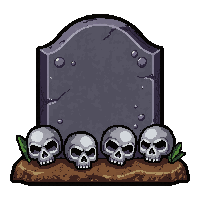 gravestone  decorated with skulls