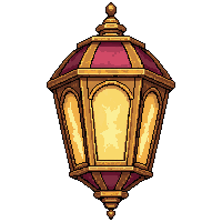 lit lantern  ornate gold trimmed