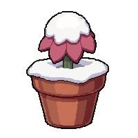 potted flower  snow dusted