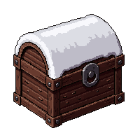 Treasure Chest Snow Dusted — free pixel art sprite from the Runner Decor collection, transparent PNG