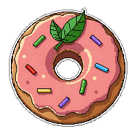 donut with sprinkles  with a leaf decoration