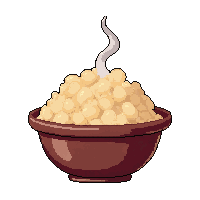 rice ball  with steam rising