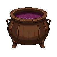 cauldron iron medieval wooden