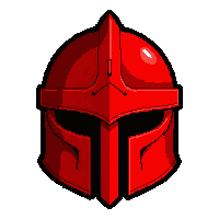 knight bucket helm  bright red