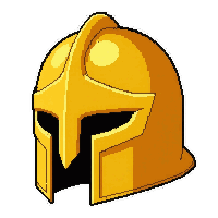 knight bucket helm  golden yellow