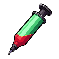 antidote green syringe  dark red liquid