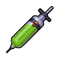 antidote green syringe  labeled with skull