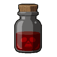 blood vial potion  labeled with skull