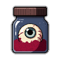 Eyeball In Jar Warm Steaming — free pixel art sprite from the Runner Horror Consumables collection, transparent PNG