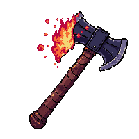 axe fire  blood splattered
