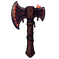 axe fire  covered in cobwebs