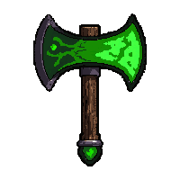 axe fire  glowing eerie green