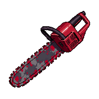 bloodstained chainsaw  covered in cobwebs