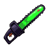bloodstained chainsaw  glowing eerie green