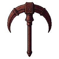 Scythe Grim Reaper Rusted Corroded — free pixel art sprite from the Runner Horror Weapons collection, transparent PNG