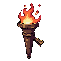 Torch Burning Rag Rusted Corroded — free pixel art sprite from the Runner Horror Weapons collection, transparent PNG