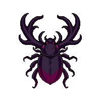 black stag beetle  glowing magical