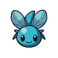 cyan damselfly  cute chibi style
