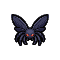 Shadow Dark Spider Flying Wings Spread — free pixel art sprite from the Runner Insects collection, transparent PNG