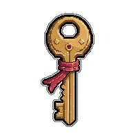 Brass Skeleton Key  With Red Ribbon Tied — free pixel art sprite from Runner Keys