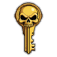 Brass Skeleton Key  With Skull Bow — free pixel art sprite from Runner Keys